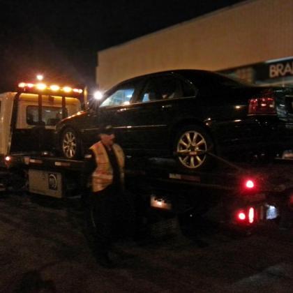 My 2004 Volvo S80 being towed